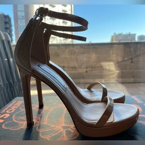 Stuart Weitzman disco patent leather sandals